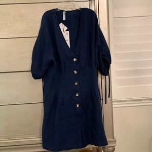 Navy Zara button up romper